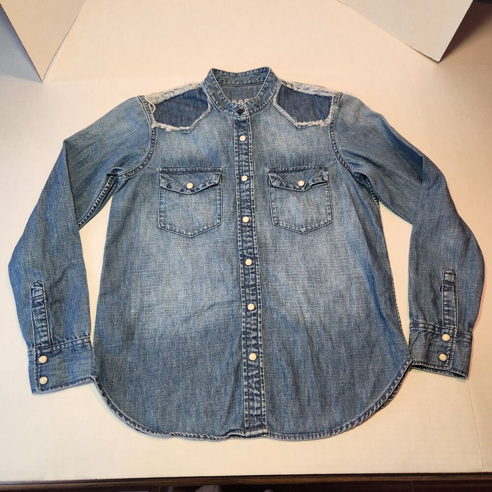 Gap 1969 Jean Western Shirt Ls  Full Pearl Snaps XS